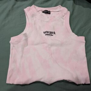 White Fox Boutique Pink Tie-Dye Ribbed Tank "New York" Sz. Small